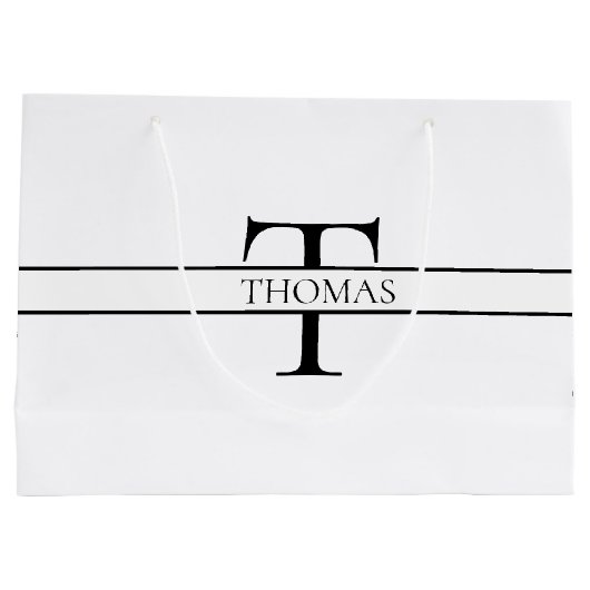 Eleganter Personalisierter Mit Monogramm Individue Große Geschenktüte (Rückseite)