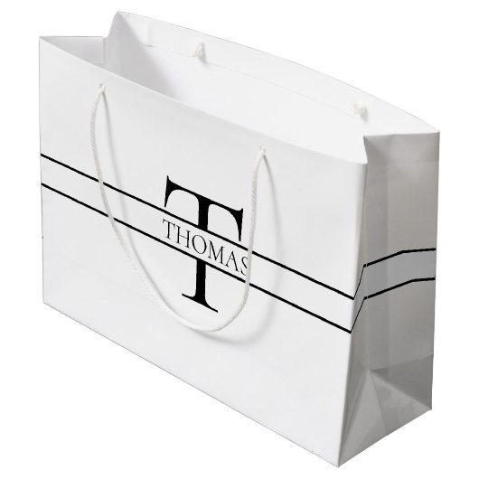 Eleganter Personalisierter Mit Monogramm Individue Große Geschenktüte (Rückseite Schrägansicht)