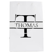 Eleganter Personalisierter Mit Monogramm Individue Mittlere Geschenktüte (Vorderseite)