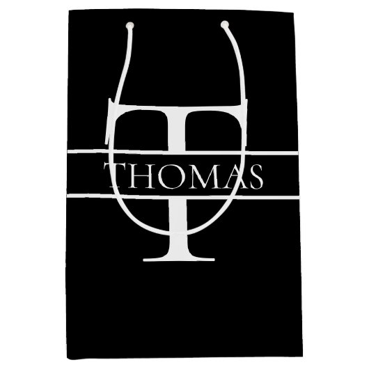 Eleganter Personalisierter Mit Monogramm Individue Mittlere Geschenktüte (Vorderseite)