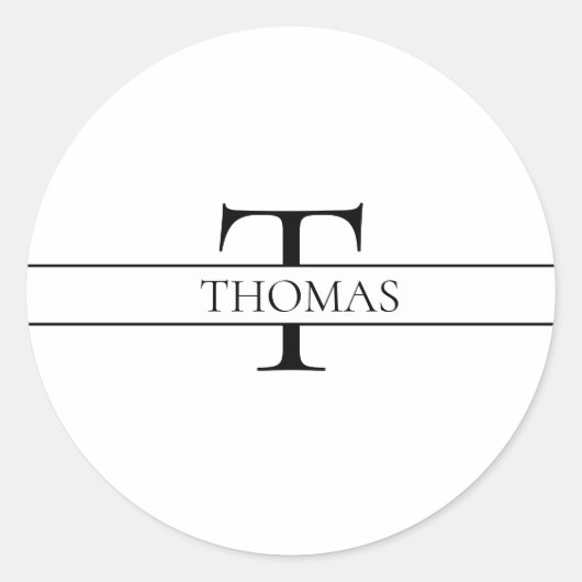 Eleganter Personalisierter Mit Monogramm Individue Runder Aufkleber (Vorderseite)