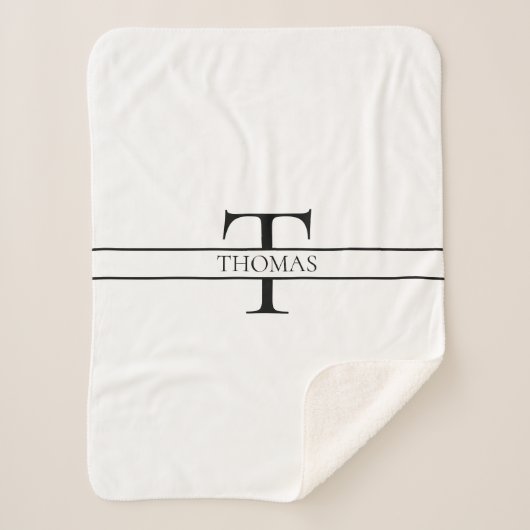 Eleganter Personalisierter Mit Monogramm Individue Sherpadecke (Vorderseite)