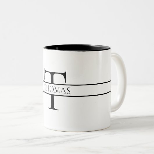 Eleganter Personalisierter Mit Monogramm Individue Zweifarbige Tasse (VorderseiteRechts)