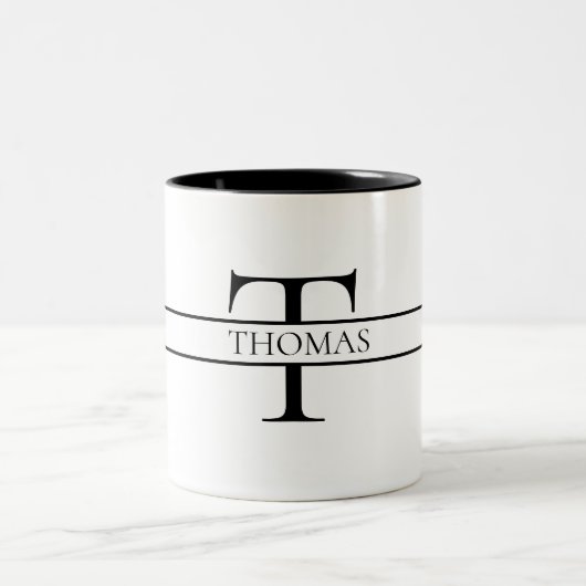 Eleganter Personalisierter Mit Monogramm Individue Zweifarbige Tasse (Mittel)