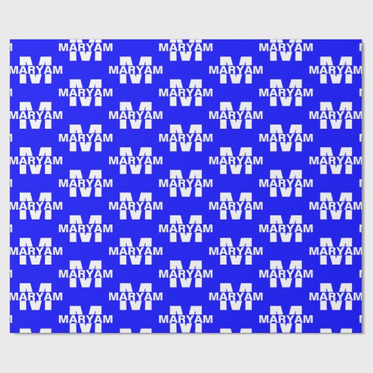 Eleganter Personalisierter Monogram Name Royal Blu Geschenkpapier (Flach)