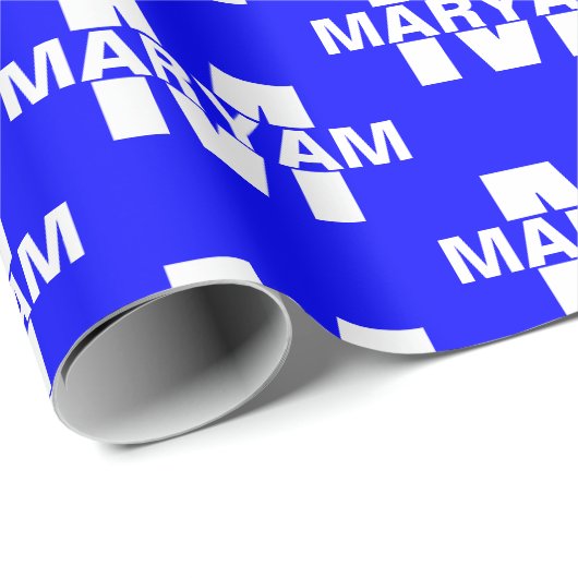 Eleganter Personalisierter Monogram Name Royal Blu Geschenkpapier (Rolleneckpunkt)