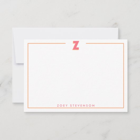 Eleganter personalisierter Monogramm-3D-Buchstabe Mitteilungskarte (Vorderseite)