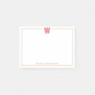 Eleganter personalisierter Monogramm-3D-Buchstabe Post-it Klebezettel