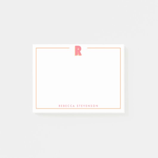 Eleganter personalisierter Monogramm-3D-Buchstabe Post-it Klebezettel (Vorderseite)