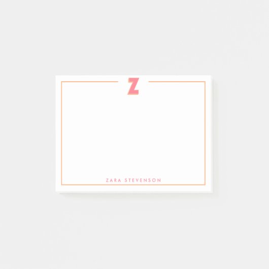 Eleganter personalisierter Monogramm-3D-Buchstabe Post-it Klebezettel (Vorderseite)