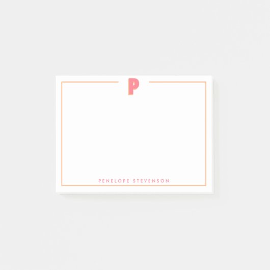Eleganter personalisierter Monogramm-3D-Buchstabe  Post-it Klebezettel (Vorderseite)