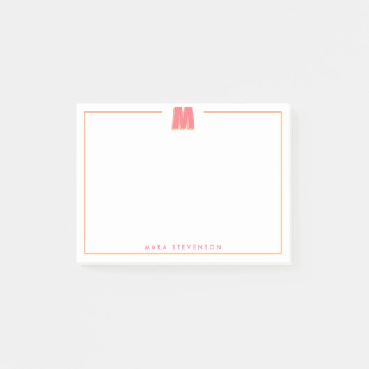 Eleganter personalisierter Monogramm-3D-Buchstabe Post-it Klebezettel (Vorderseite)