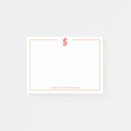 Eleganter personalisierter Monogramm-3D-Buchstabe  Post-it Klebezettel (Vorderseite)