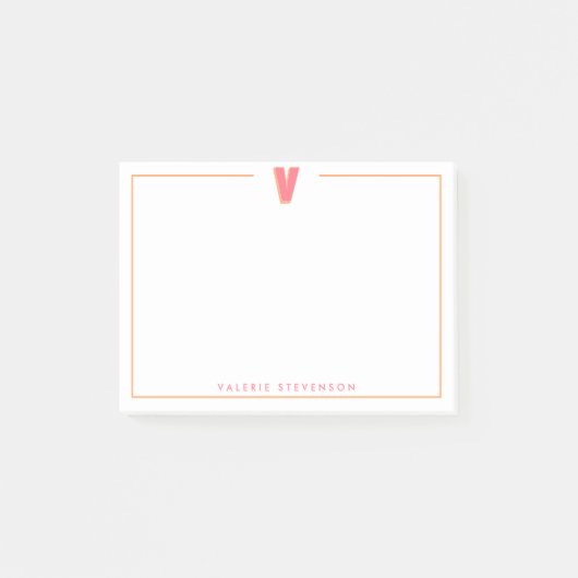 Eleganter personalisierter Monogramm-3D-Buchstabe Post-it Klebezettel (Vorderseite)