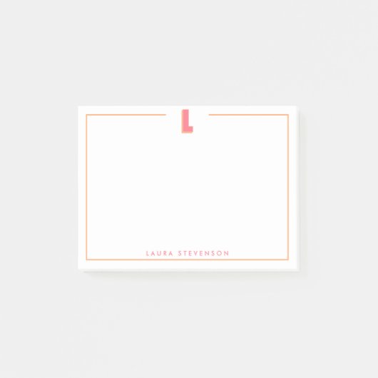 Eleganter personalisierter Monogramm-3D-Buchstabe Post-it Klebezettel (Vorderseite)