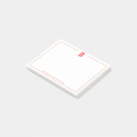 Eleganter personalisierter Monogramm-3D-Buchstabe  Post-it Klebezettel (angewinkelt)