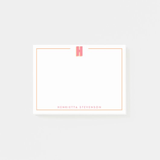 Eleganter personalisierter Monogramm-3D-Buchstabe  Post-it Klebezettel (Vorderseite)