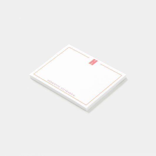 Eleganter personalisierter Monogramm-3D-Buchstabe Post-it Klebezettel (angewinkelt)
