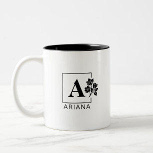 Eleganter personalisierter Monogramm-Becher - Schw Zweifarbige Tasse