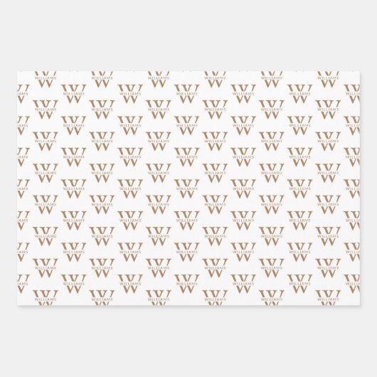 Eleganter Personalisierter Monogramm-Name, kundens Geschenkpapier Set (Vorderseite)