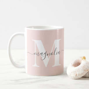 Eleganter personalisierter Monogramm-Rosa-Initial Kaffeetasse