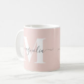 Eleganter personalisierter Monogramm-Rosa-Initial Kaffeetasse (Vorderseite Links)