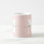 Eleganter personalisierter Monogramm-Rosa-Initial Kaffeetasse (Mittel)