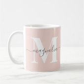 Eleganter personalisierter Monogramm-Rosa-Initial Kaffeetasse (Links)
