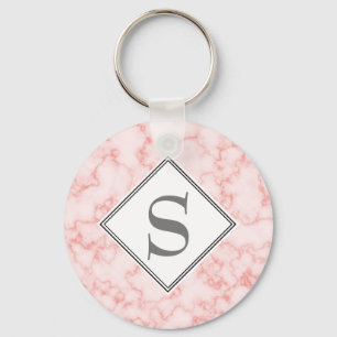 Eleganter Personalisierter Monogramm rosa Marmor Schlüsselanhänger