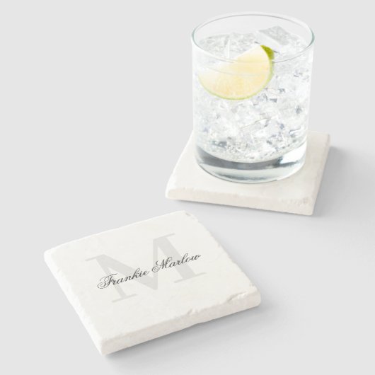 Eleganter Personalisierter Monogramm-Skriptname Cl Steinuntersetzer (Seitenansicht)