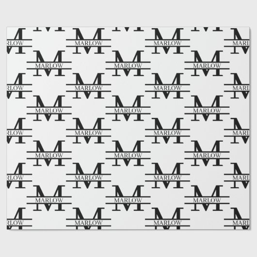 Eleganter Personalisierter Monogrammname Geschenkpapier (Flach)