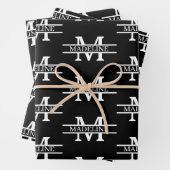 Eleganter Personalisierter Monogrammname Geschenkpapier Set (Beispiel)
