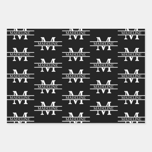 Eleganter Personalisierter Monogrammname Geschenkpapier Set (Vorderseite)