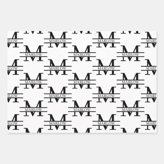 Eleganter Personalisierter Monogrammname Geschenkpapier Set (Vorderseite)