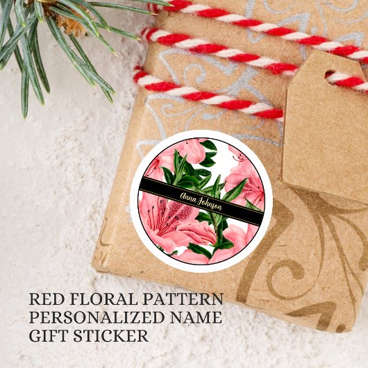 Eleganter Personalisierter Name der Roten Flora Runder Aufkleber