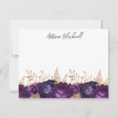 Eleganter Personalisierter Name der violetten Blum Mitteilungskarte (Vorderseite)