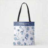 Eleganter Personalisierter Name des Blauen Botanis Tasche (Vorderseite)