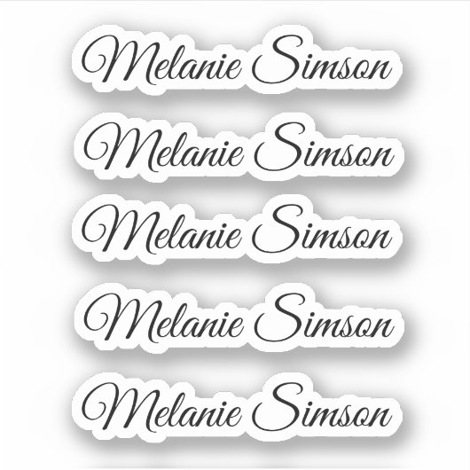 Eleganter personalisierter Name eines schwarzen wh Aufkleber (Vorderseite)