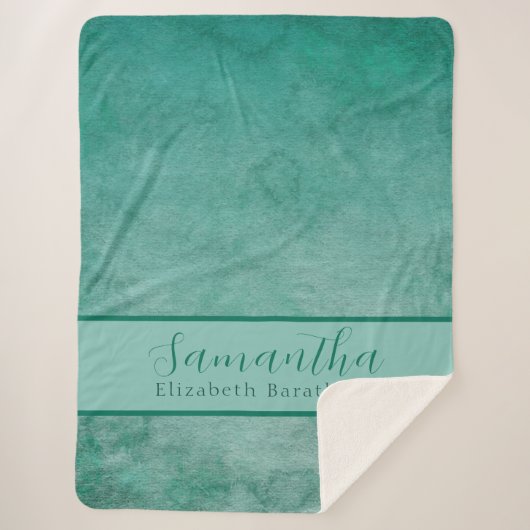 Eleganter Personalisierter Name für grünes Wasser Sherpadecke (Vorderseite)