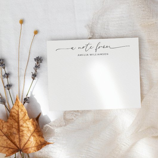 Eleganter Personalisierter Name für schwarze Skrip Mitteilungskarte