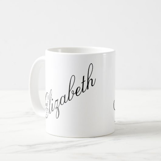 Eleganter Personalisierter Name für Skripte Kaffeetasse (Vorderseite Links)