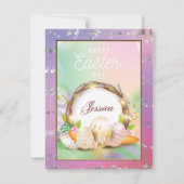 Eleganter Personalisierter Name glücklicher Ostert Feiertagskarte (Vorderseite)