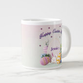 Eleganter Personalisierter Name glücklicher Ostert Jumbo-Tasse (Vorderseite Rechts)