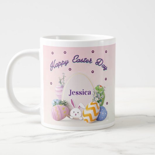 Eleganter Personalisierter Name glücklicher Ostert Jumbo-Tasse (Links)