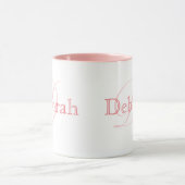 Eleganter Personalisierter Name Monogram Pink Tasse (Zentrum)