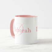 Eleganter Personalisierter Name Monogram Pink Tasse (Vorderseite Links)
