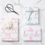 Eleganter Personalisierter Name, Monogramm Rosa un Geschenkpapier Set<br><div class="desc">Das Design zeichnet sich durch eine individuell anpassbare Typografie für die Personalisierung von Namen und Monogramm auf drei exquisiten Packpapier-Blättern aus, die in eleganter heller Rose, pastellfarben pink und babyblau Schriftzeichen erhältlich sind. Ob Geburtstag, besondere Anlass, Babydusche, Hochzeit, Geburtstag, Muttertag, Großeltertag, Teacher Appreciation Day, oder irgendein anderer Tag, den Sie...</div>