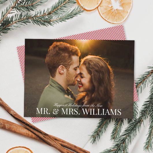 Eleganter Personalisierter Name Neu verheiratetes Feiertagskarte