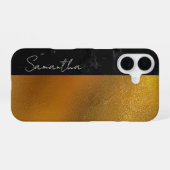 Eleganter Personalisierter Name Schwarz und Gold iPhone 16 Hülle (Rückseite (Horizontal))