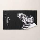 Eleganter Personalisierter Name Schwarz/Weiß Zebra Handtuch (Handtuch)